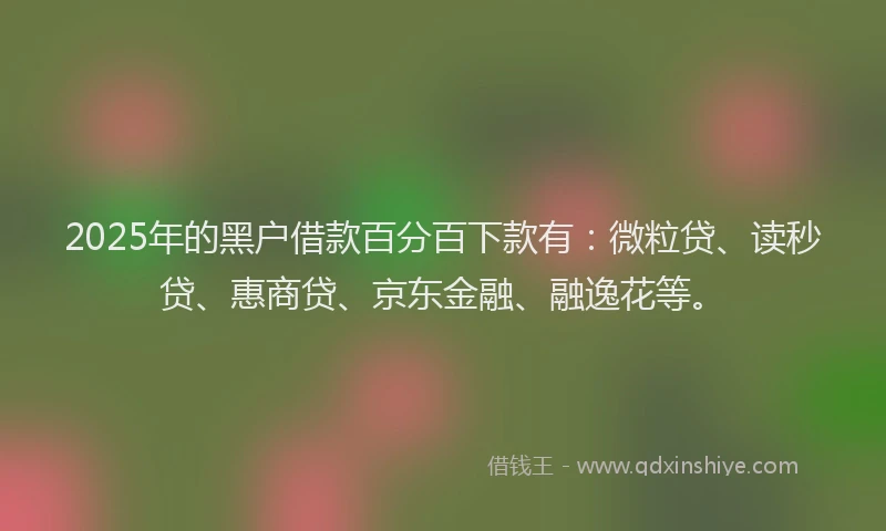 2025年的黑户借款百分百下款有：微粒贷、读秒贷、惠商贷、京东金融、融逸花等。