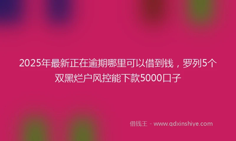 2025年最新正在逾期哪里可以借到钱，罗列5个双黑烂户风控能下款5000口子