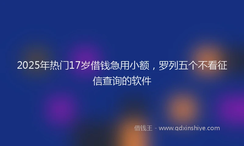 2025年热门17岁借钱急用小额，罗列五个不看征信查询的软件