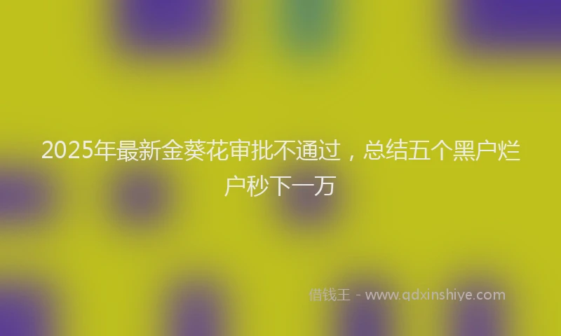 2025年最新金葵花审批不通过，总结五个黑户烂户秒下一万