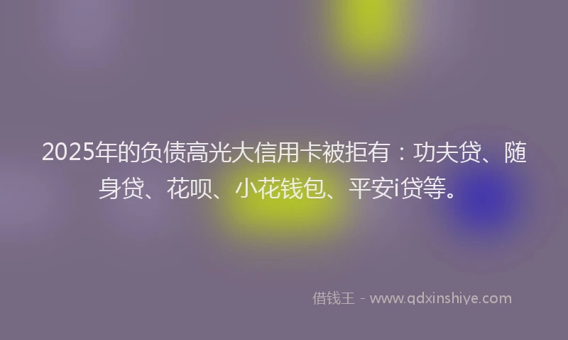 2025年的负债高光大信用卡被拒有：功夫贷、随身贷、花呗、小花钱包、平安i贷等。