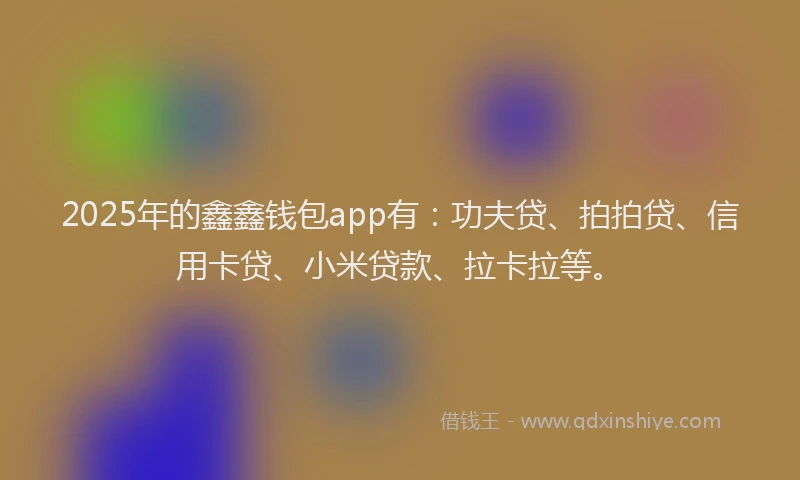 2025年的鑫鑫钱包app有：功夫贷、拍拍贷、信用卡贷、小米贷款、拉卡拉等。