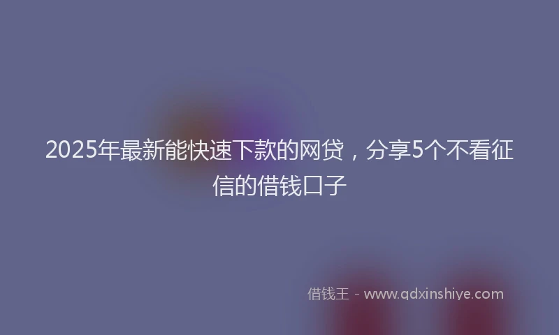 2025年最新能快速下款的网贷，分享5个不看征信的借钱口子