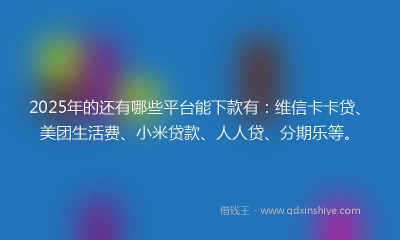 2025年的还有哪些平台能下款有：维信卡卡贷、美团生活费、小米贷款、人人贷、分期乐等。