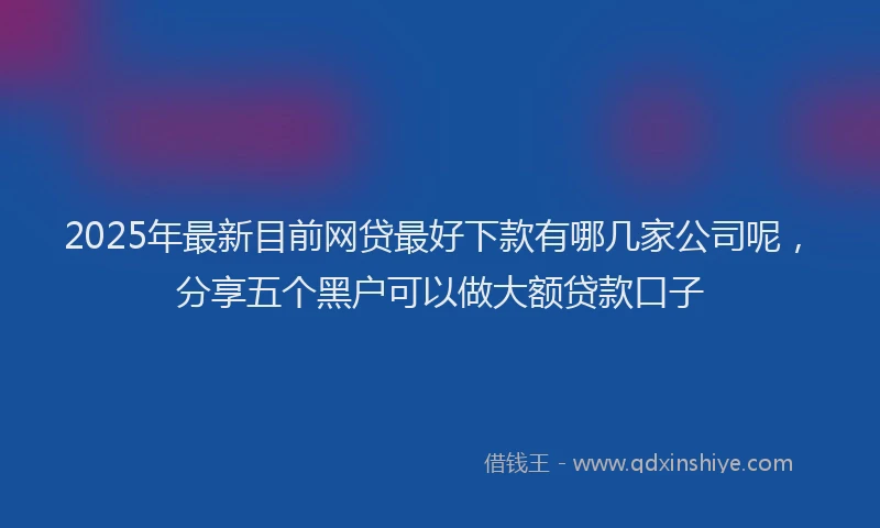 2025年最新目前网贷最好下款有哪几家公司呢，分享五个黑户可以做大额贷款口子