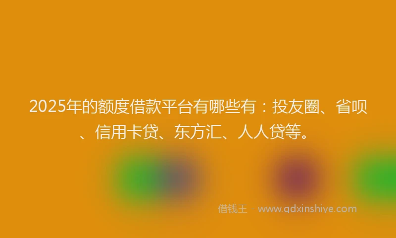 2025年的额度借款平台有哪些有：投友圈、省呗、信用卡贷、东方汇、人人贷等。