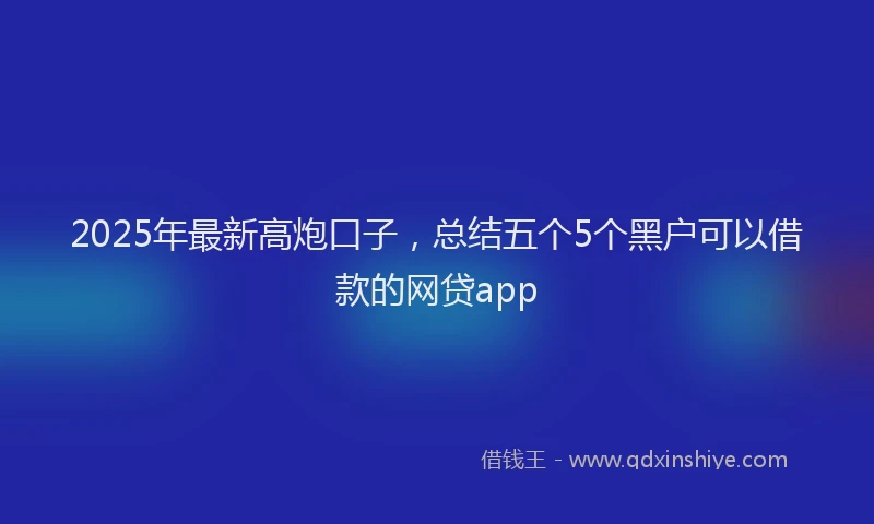 2025年最新高炮口子，总结五个5个黑户可以借款的网贷app