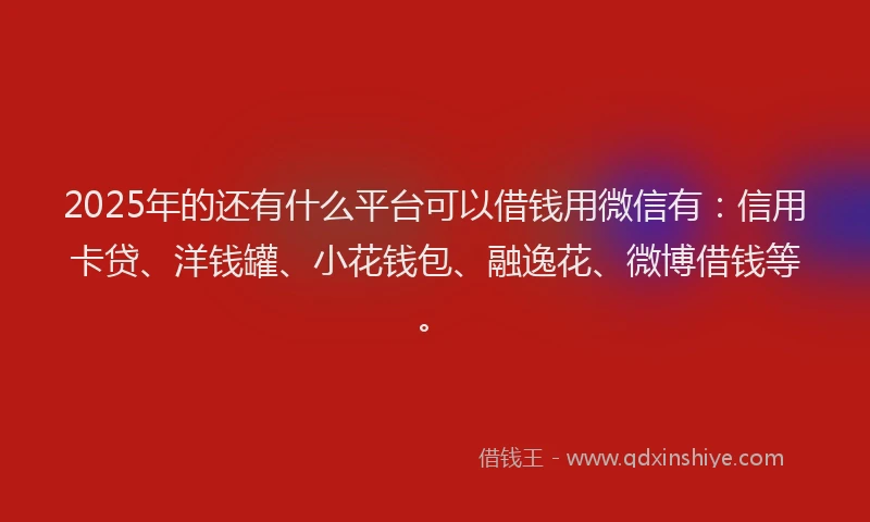 2025年的还有什么平台可以借钱用微信有：信用卡贷、洋钱罐、小花钱包、融逸花、微博借钱等。