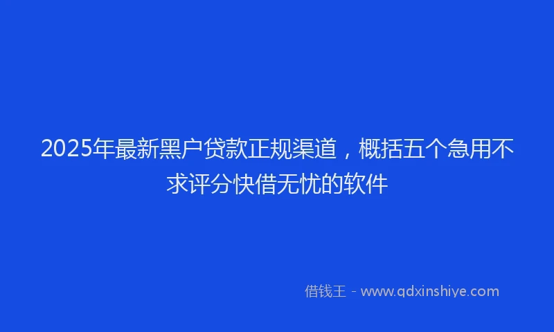2025年最新黑户贷款正规渠道，概括五个急用不求评分快借无忧的软件