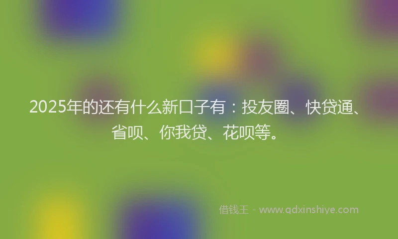 2025年的还有什么新口子有：投友圈、快贷通、省呗、你我贷、花呗等。