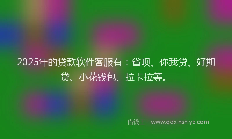 2025年的贷款软件客服有：省呗、你我贷、好期贷、小花钱包、拉卡拉等。