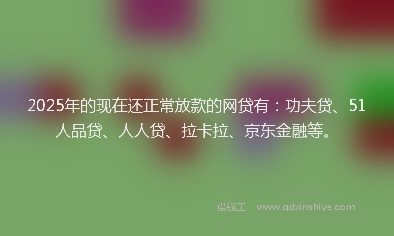 2025年的现在还正常放款的网贷有：功夫贷、51人品贷、人人贷、拉卡拉、京东金融等。