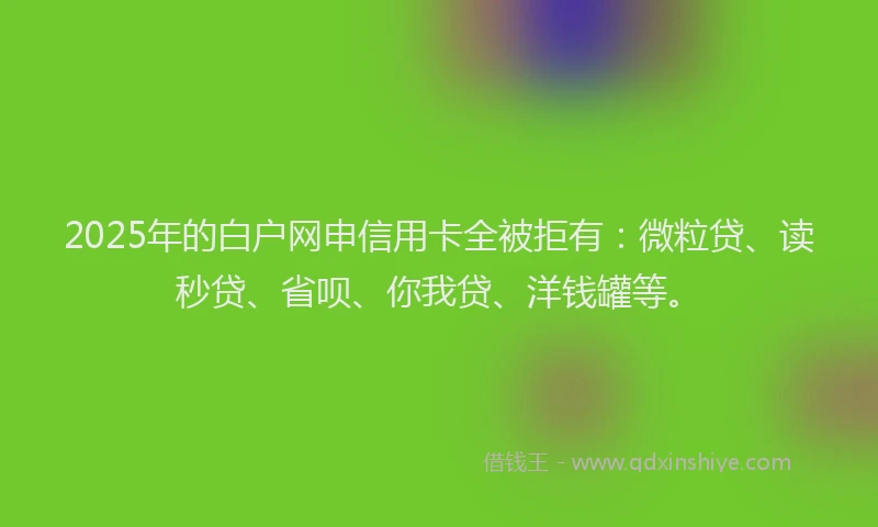 2025年的白户网申信用卡全被拒有：微粒贷、读秒贷、省呗、你我贷、洋钱罐等。