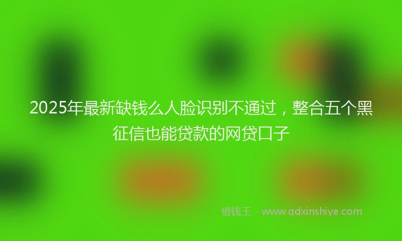 2025年最新缺钱么人脸识别不通过，整合五个黑征信也能贷款的网贷口子