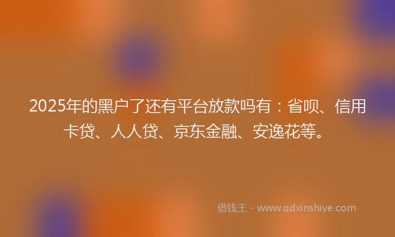 2025年的黑户了还有平台放款吗有：省呗、信用卡贷、人人贷、京东金融、安逸花等。