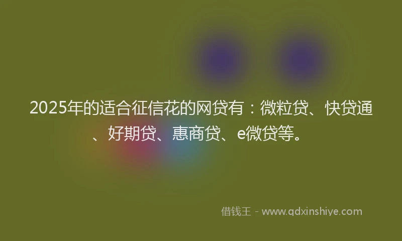 2025年的适合征信花的网贷有：微粒贷、快贷通、好期贷、惠商贷、e微贷等。