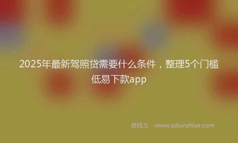 2025年最新驾照贷需要什么条件，整理5个门槛低易下款app