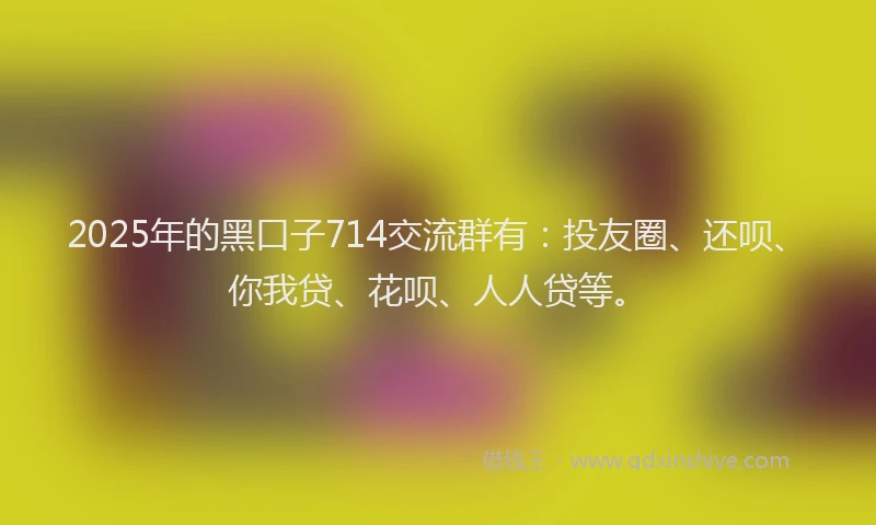 2025年的黑口子714交流群有：投友圈、还呗、你我贷、花呗、人人贷等。