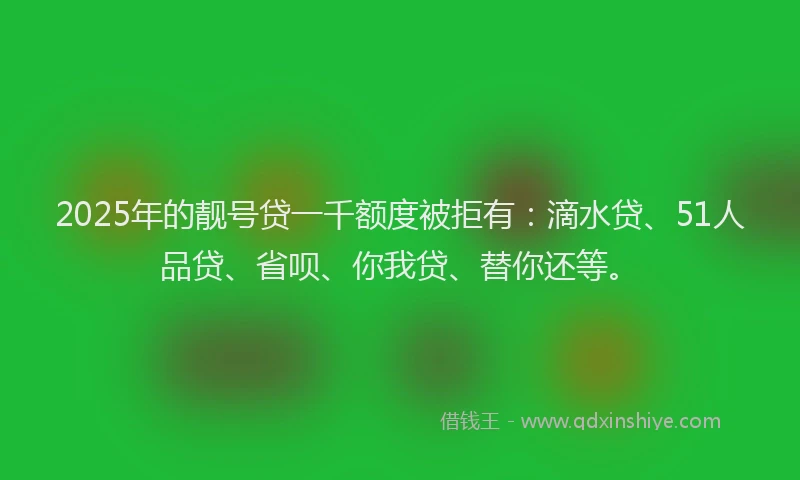 2025年的靓号贷一千额度被拒有：滴水贷、51人品贷、省呗、你我贷、替你还等。