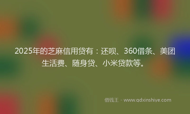 2025年的芝麻信用贷有：还呗、360借条、美团生活费、随身贷、小米贷款等。
