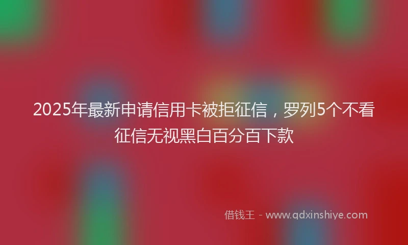 2025年最新申请信用卡被拒征信，罗列5个不看征信无视黑白百分百下款