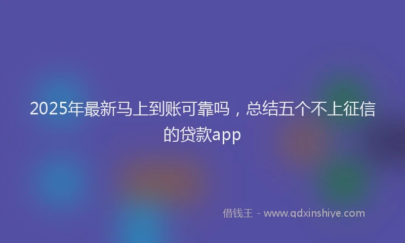 2025年最新马上到账可靠吗，总结五个不上征信的贷款app