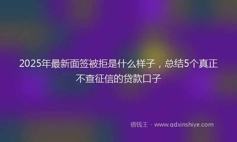 2025年最新面签被拒是什么样子，总结5个真正不查征信的贷款口子