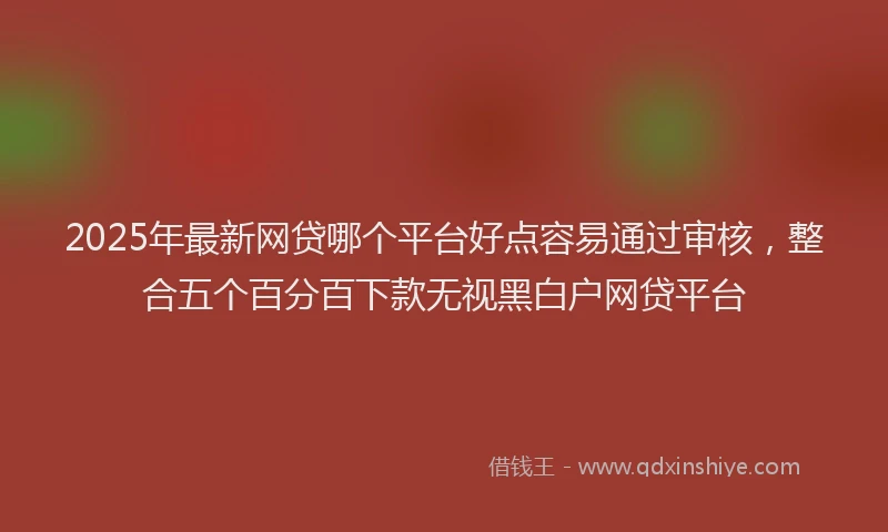 2025年最新网贷哪个平台好点容易通过审核，整合五个百分百下款无视黑白户网贷平台