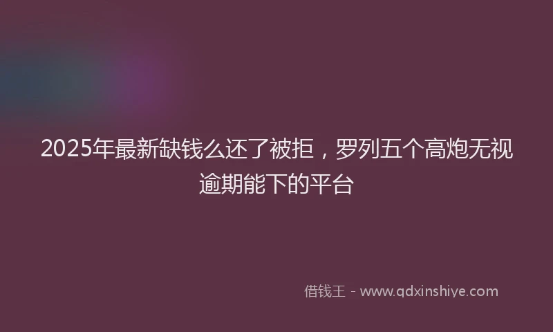 2025年最新缺钱么还了被拒，罗列五个高炮无视逾期能下的平台