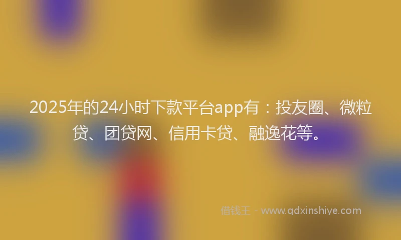 2025年的24小时下款平台app有：投友圈、微粒贷、团贷网、信用卡贷、融逸花等。