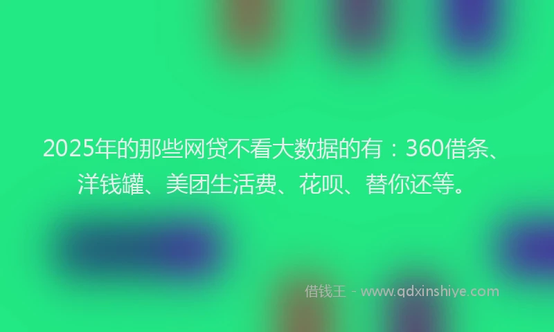 2025年的那些网贷不看大数据的有：360借条、洋钱罐、美团生活费、花呗、替你还等。