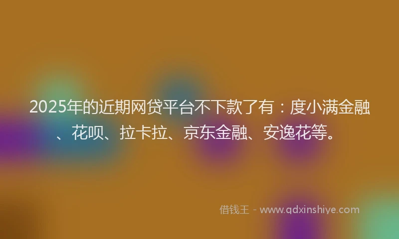 2025年的近期网贷平台不下款了有：度小满金融、花呗、拉卡拉、京东金融、安逸花等。