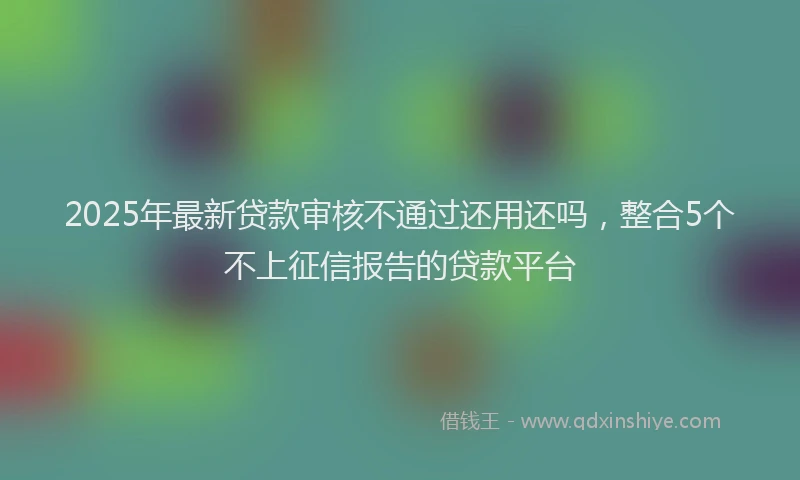 2025年最新贷款审核不通过还用还吗，整合5个不上征信报告的贷款平台