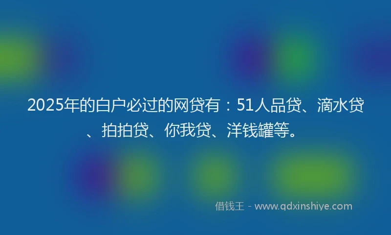 2025年的白户必过的网贷有：51人品贷、滴水贷、拍拍贷、你我贷、洋钱罐等。