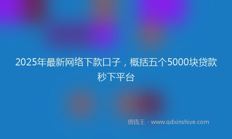2025年最新网络下款口子，概括五个5000块贷款秒下平台