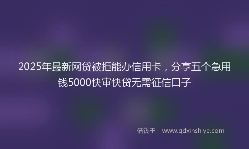 2025年最新网贷被拒能办信用卡，分享五个急用钱5000快审快贷无需征信口子