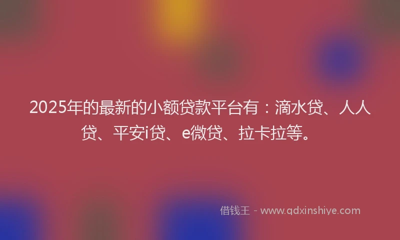 2025年的最新的小额贷款平台有：滴水贷、人人贷、平安i贷、e微贷、拉卡拉等。