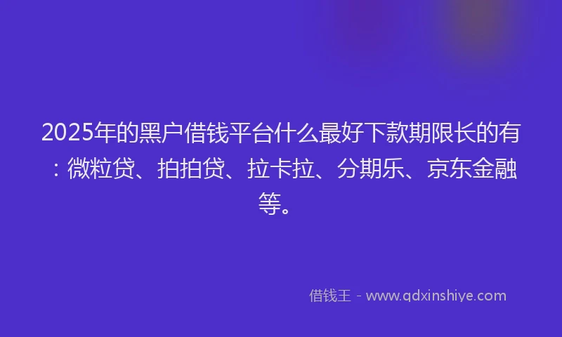2025年的黑户借钱平台什么最好下款期限长的有：微粒贷、拍拍贷、拉卡拉、分期乐、京东金融等。