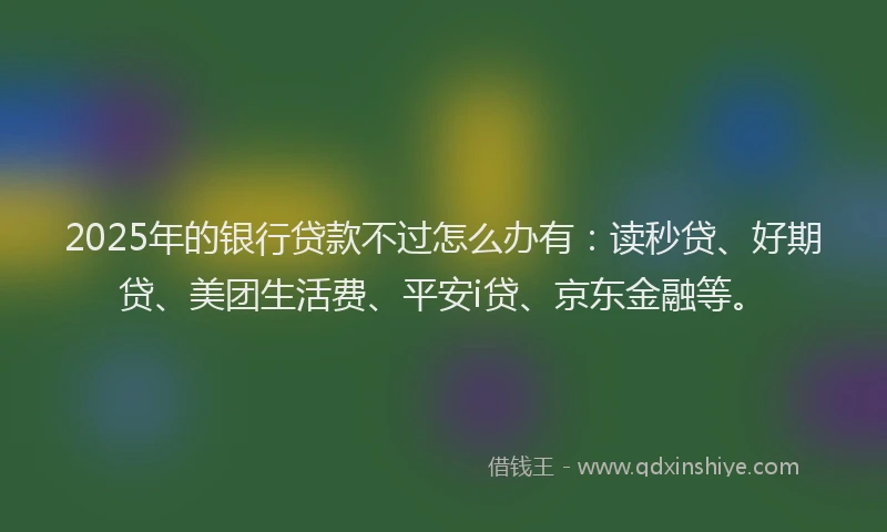 2025年的银行贷款不过怎么办有：读秒贷、好期贷、美团生活费、平安i贷、京东金融等。