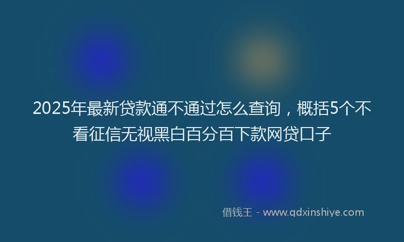 2025年最新贷款通不通过怎么查询，概括5个不看征信无视黑白百分百下款网贷口子