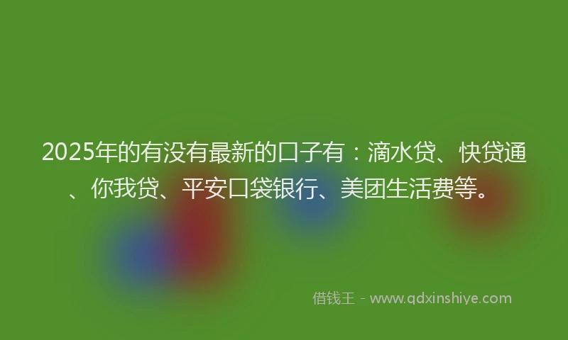 2025年的有没有最新的口子有：滴水贷、快贷通、你我贷、平安口袋银行、美团生活费等。
