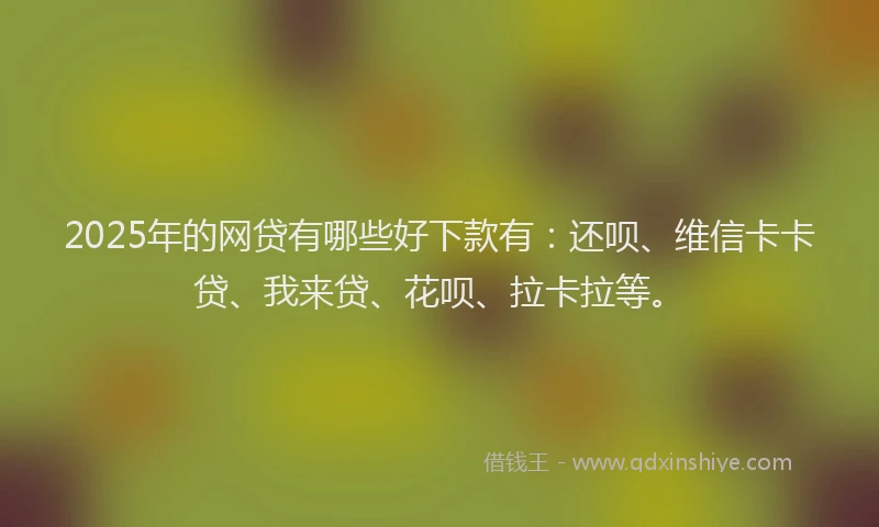 2025年的网贷有哪些好下款有：还呗、维信卡卡贷、我来贷、花呗、拉卡拉等。