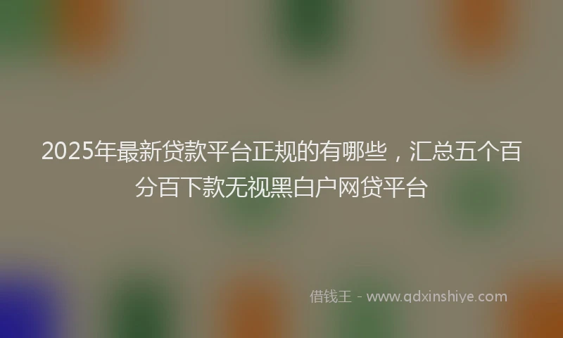 2025年最新贷款平台正规的有哪些，汇总五个百分百下款无视黑白户网贷平台
