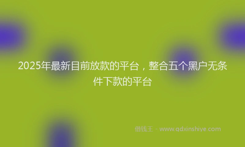 2025年最新目前放款的平台，整合五个黑户无条件下款的平台