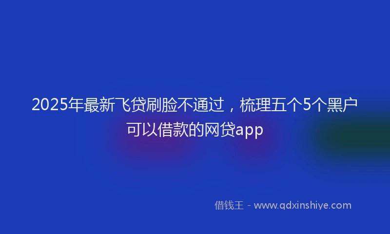 2025年最新飞贷刷脸不通过，梳理五个5个黑户可以借款的网贷app