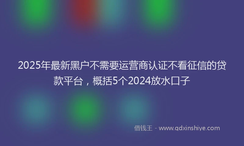 2025年最新黑户不需要运营商认证不看征信的贷款平台，概括5个2024放水口子