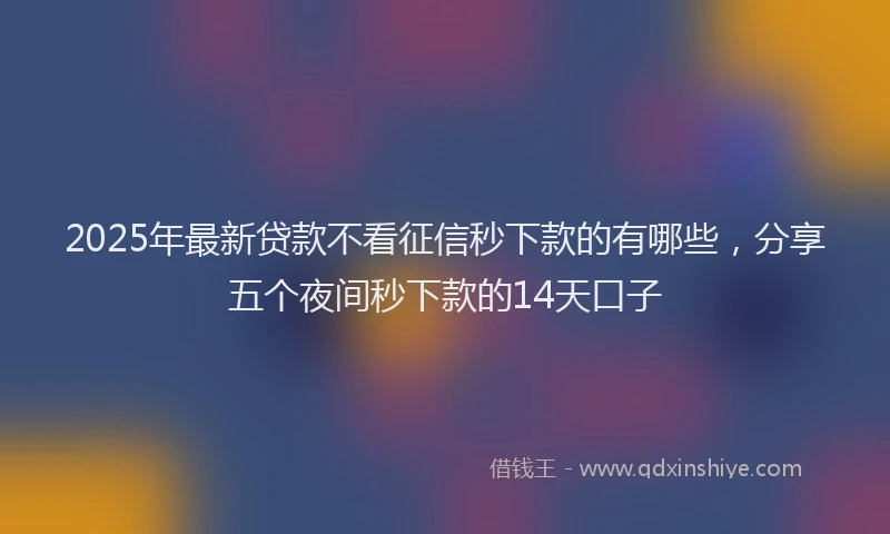 2025年最新贷款不看征信秒下款的有哪些，分享五个夜间秒下款的14天口子