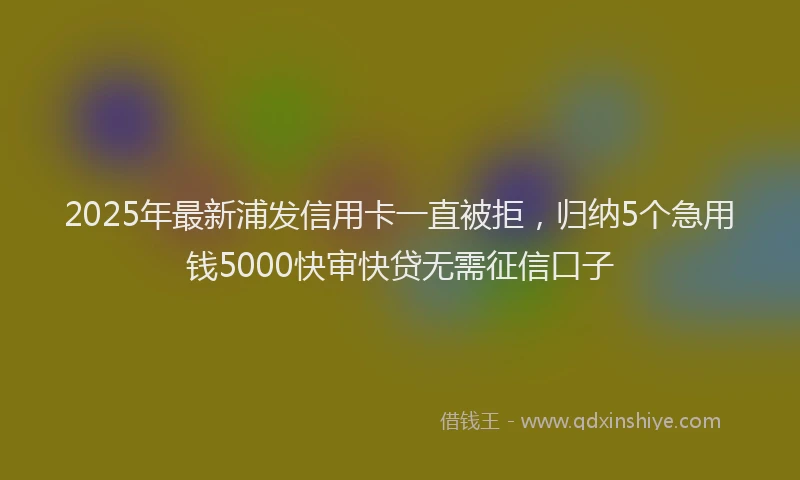 2025年最新浦发信用卡一直被拒，归纳5个急用钱5000快审快贷无需征信口子