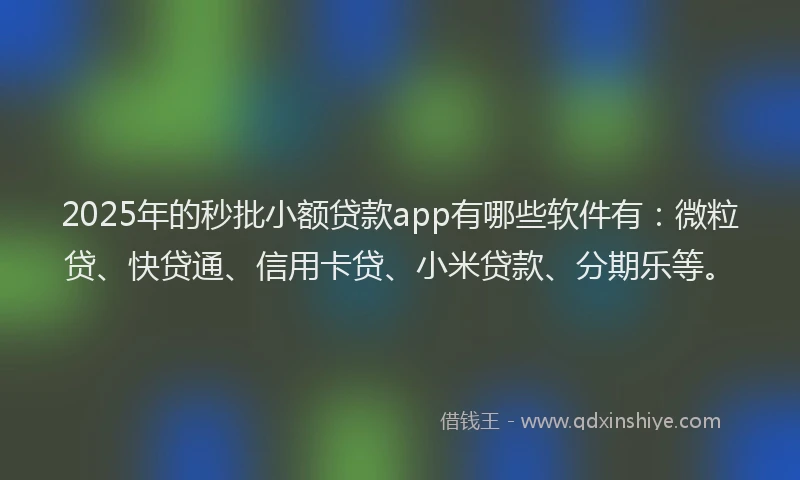 2025年的秒批小额贷款app有哪些软件有：微粒贷、快贷通、信用卡贷、小米贷款、分期乐等。