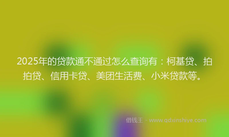2025年的贷款通不通过怎么查询有：柯基贷、拍拍贷、信用卡贷、美团生活费、小米贷款等。